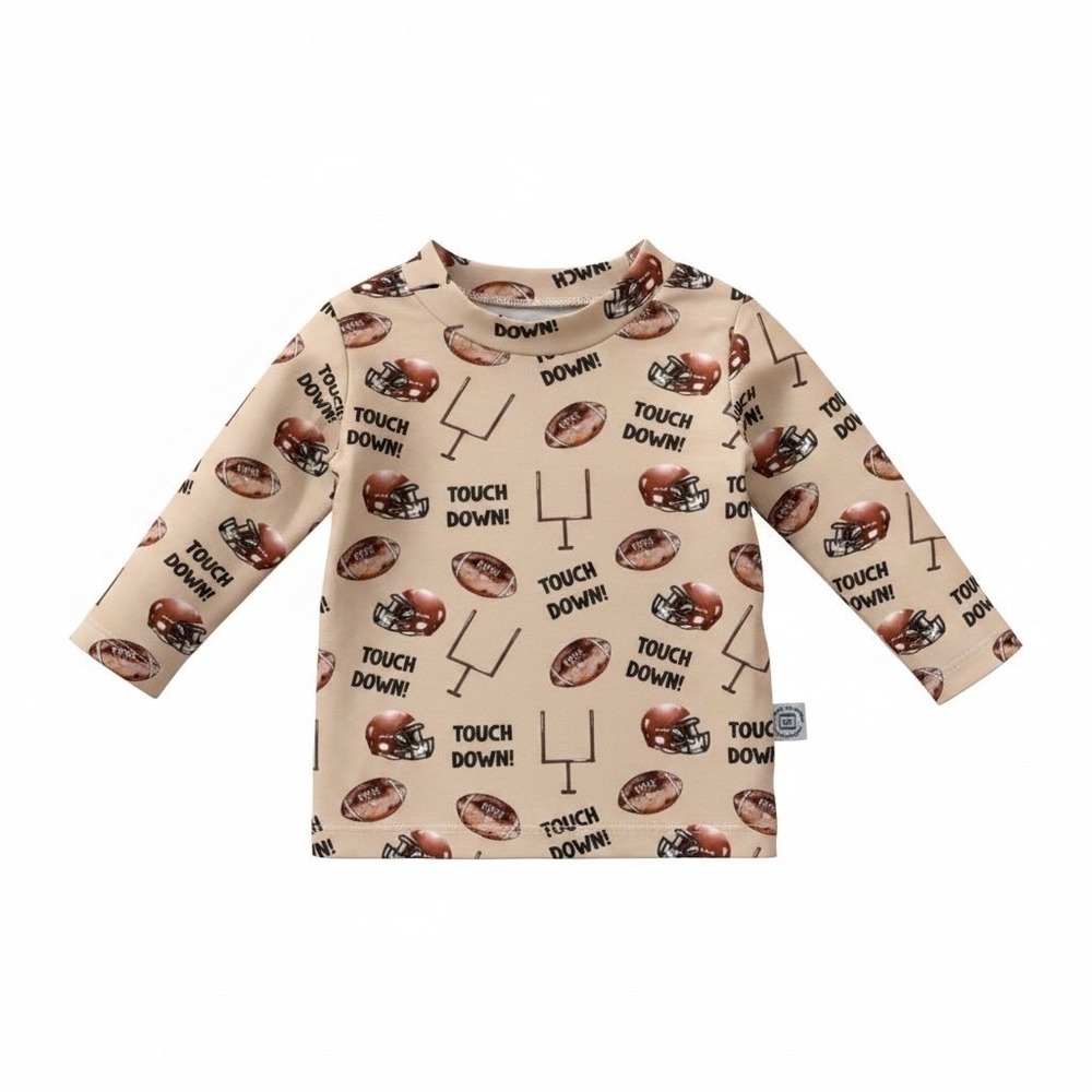 Minikin Mischief Baby Football Touch Down Print Long Sleeve Top Tan 9-12M NWT